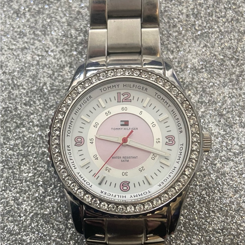 Tommy Hilfiger Silver Watch with Pink Dial